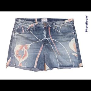 Cute Hudson Womens Valeri Cut Off Shorts Floral Print Zip Stretch Denim 29 NWOT